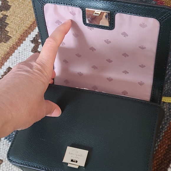 Kate Spade NY Maisie Small Flap Crossbody Bag Spruce Green Leather top handle - Picture 6 of 8